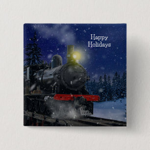 Christmas Train in the snow Button