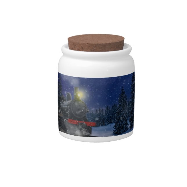 Christmas Train in the snow      Candy Jar (Front)