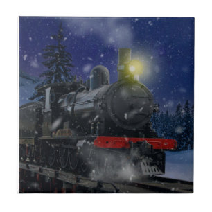 Christmas Train in the snow               Ceramic Tile