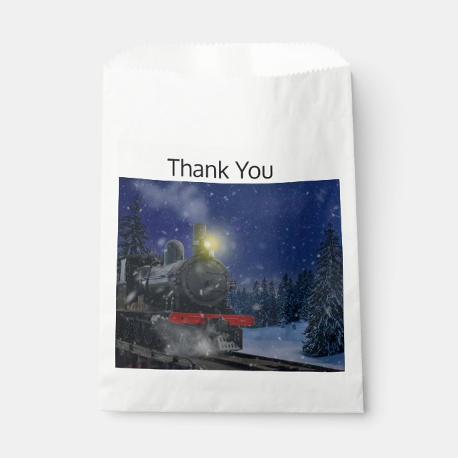 Christmas Train in the snow        Favor Bag (Front)
