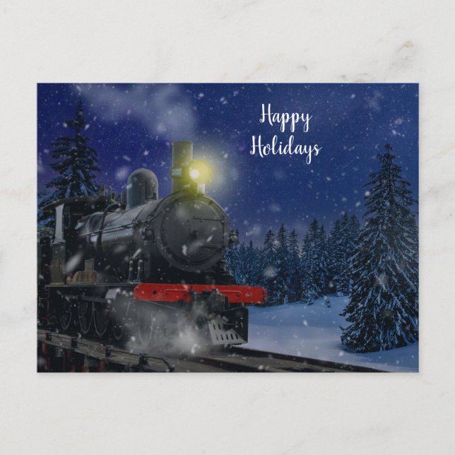Christmas Train in the snow              Holiday Postcard (Front)