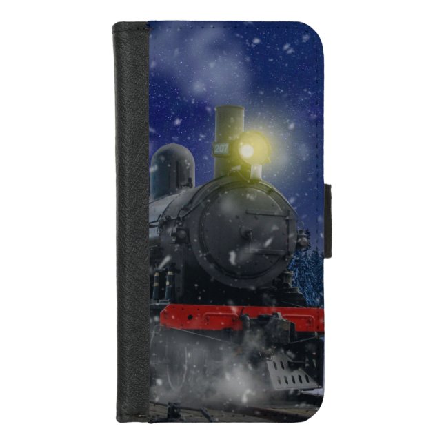 Christmas Train in the snow                iPhone Wallet Case (Front)