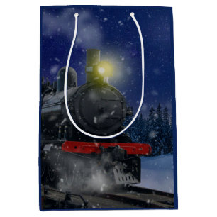 Christmas Train in the snow Medium Gift Bag