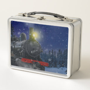 Christmas Train in the snow Metal Lunch Box