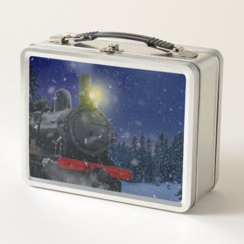 Christmas Train in the snow          Metal Lunch Box