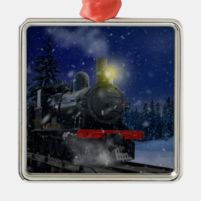 Christmas Train in the snow              Metal Ornament (Front)