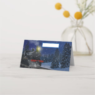 Christmas Train in the snow Place Card