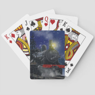 Christmas Train in the snow Poker Cards