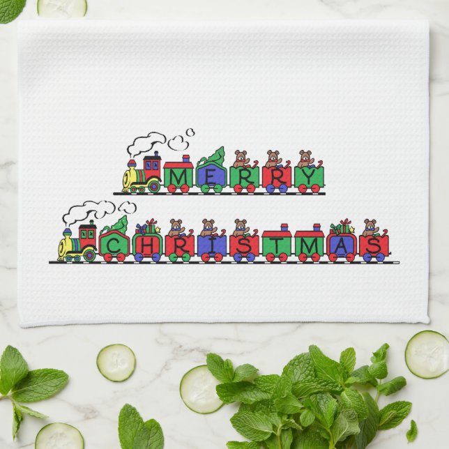Christmas Train Kitchen Towel (Folded)