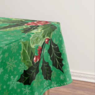 Christmas Train on Green Tablecloth