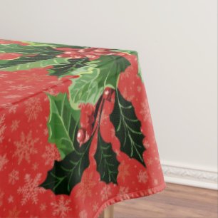 Christmas Train on Red Tablecloth