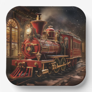 Christmas Train Paper Plates