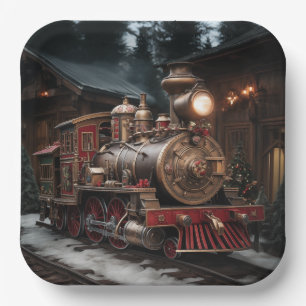 Christmas Train Paper Plates
