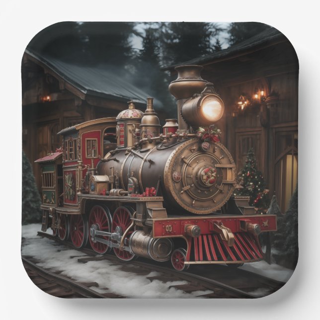 Christmas Train Paper Plates (Front)