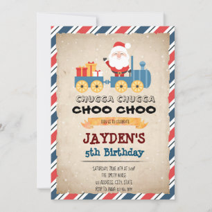 Christmas train party invitation
