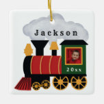 Christmas Train Personalized Photo Ceramic Ornament at Zazzle