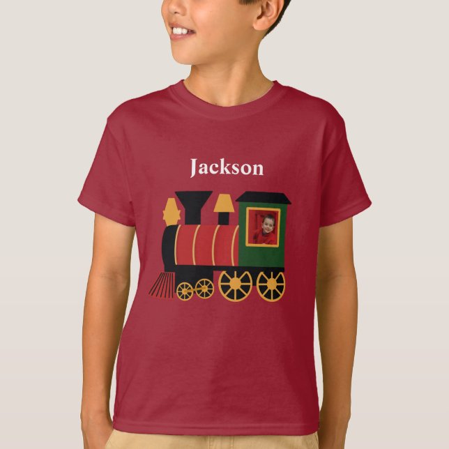 Christmas Train Personalized Photo T-Shirt (Front)