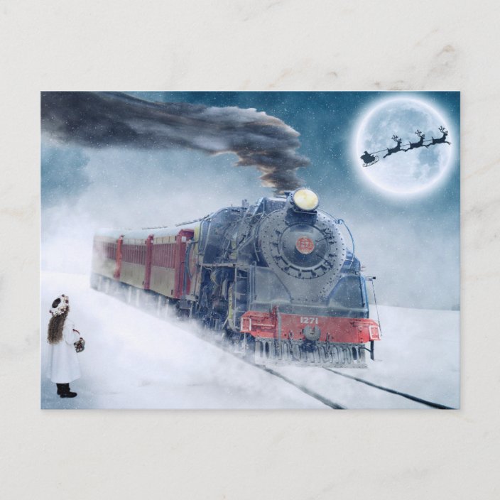 Christmas train postcard