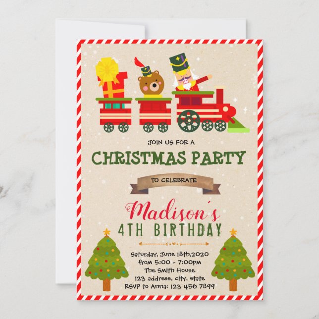 Christmas train theme invitation (Front)