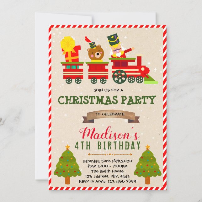 Christmas train theme invitation (Front)