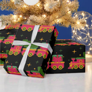 Christmas train wrapping paper