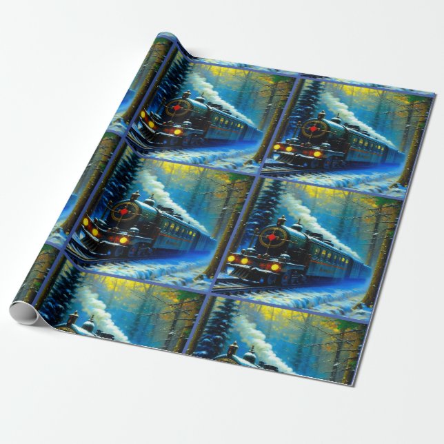  Christmas Train  Wrapping Paper (Unrolled)