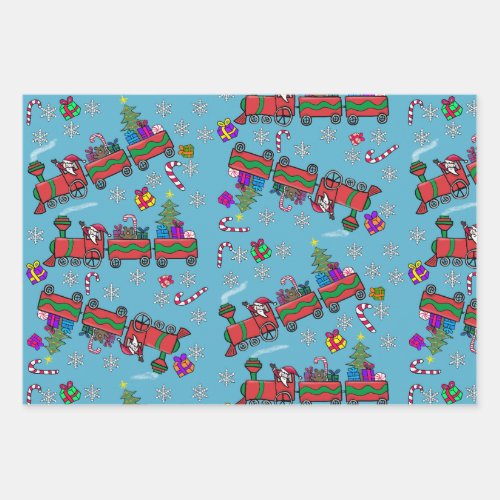Christmas Trains Wrapping Paper Sheets