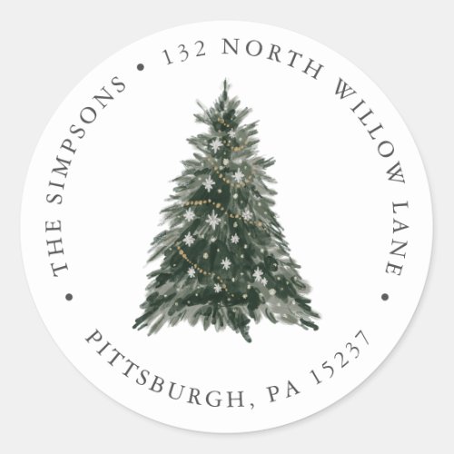 Christmas Tre Return Address Classic Round Sticker