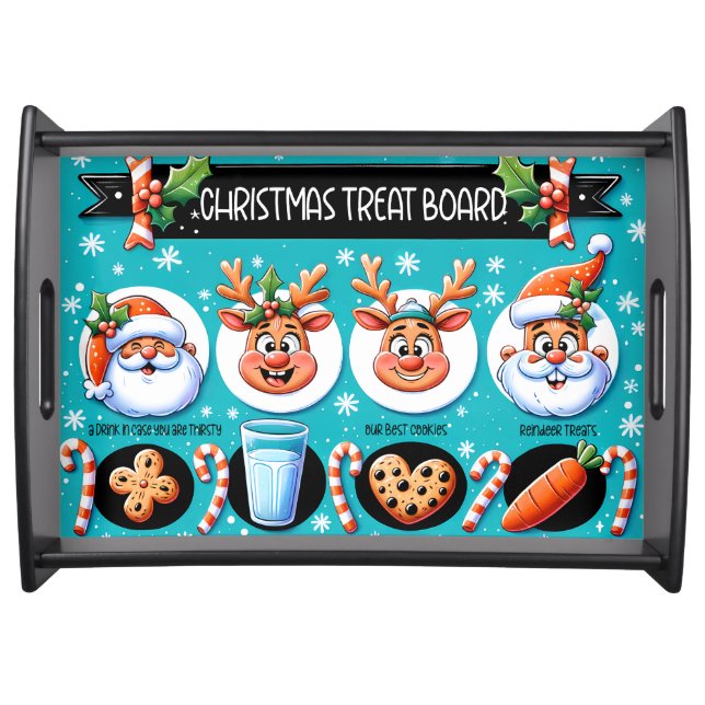 Christmas Treat Board for Santa | Milk, Cookies  Serving Tray (Front)