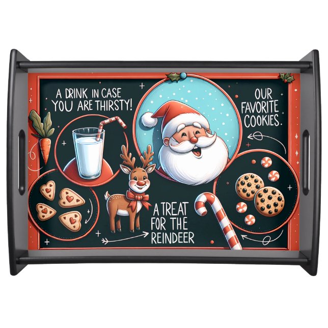 Christmas Treat Board for Santa & Reindeer Snacks Serving Tray (Front)