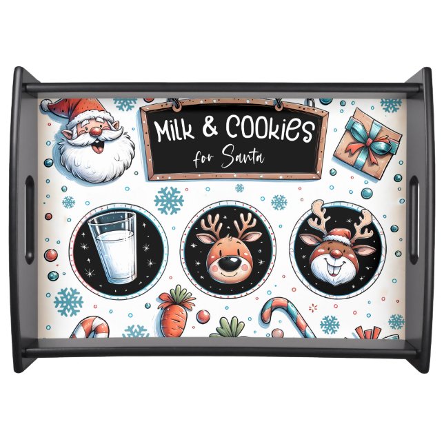 Christmas Treat Board | Milk & Cookies for Santa  Serving Tray (Front)