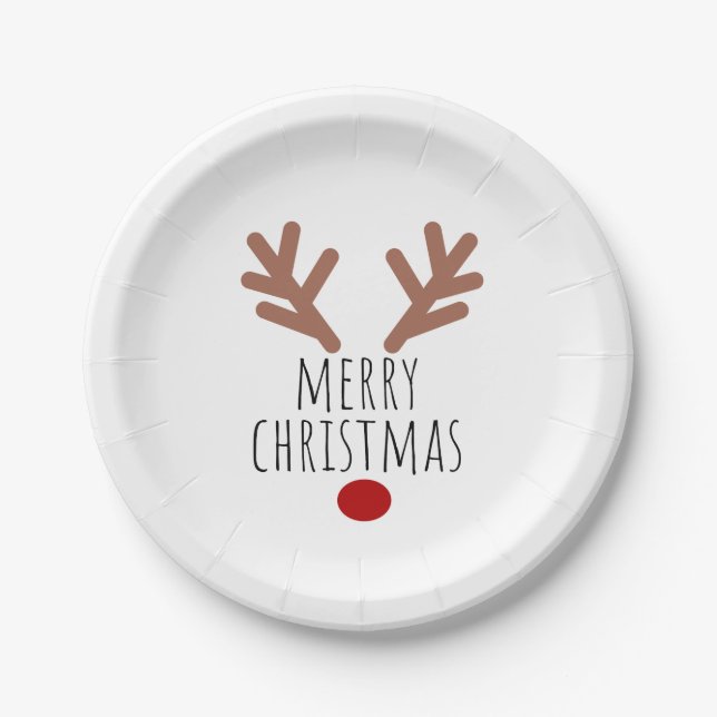 Christmas Treat box Reindeer Antlers Paper Plates (Front)