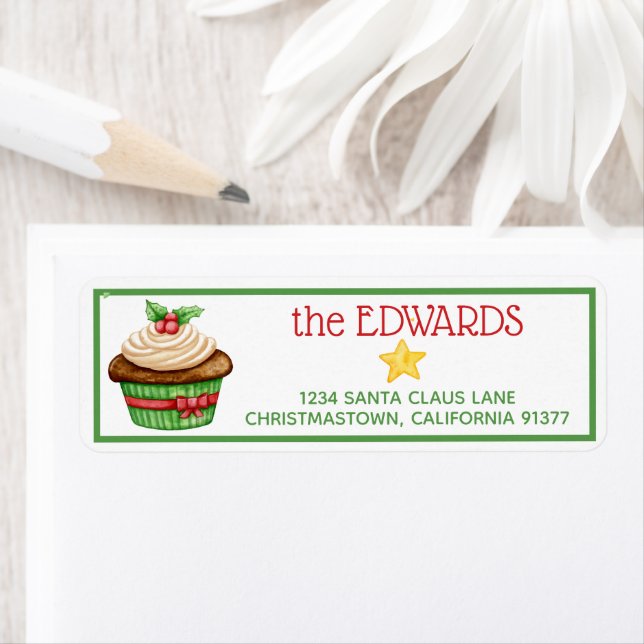 Christmas Treat Cupcake Return Address Label (Insitu)