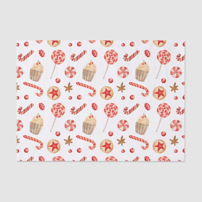 Christmas Treats Candy Cupcake Festive Sweets  Tissue Paper (Front)