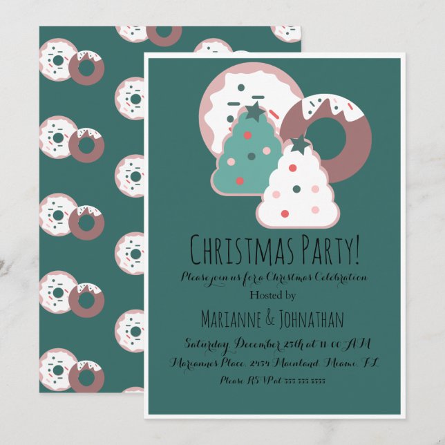 Christmas Treats Donut Sprinkles Holiday Theme Invitation (Front/Back)