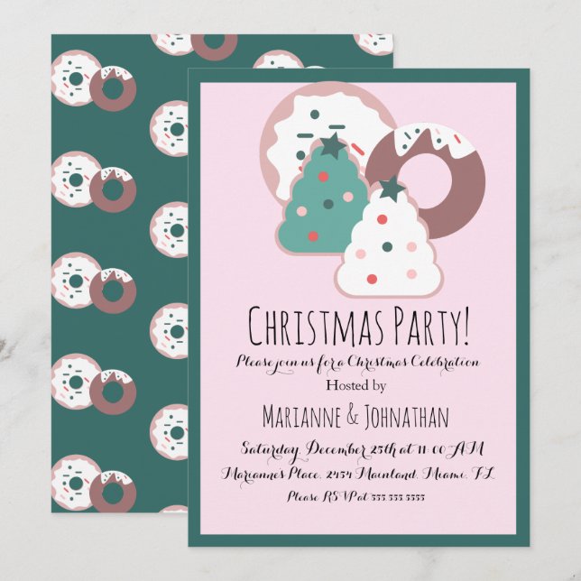 Christmas Treats Donut Sprinkles Holiday Theme Invitation (Front/Back)