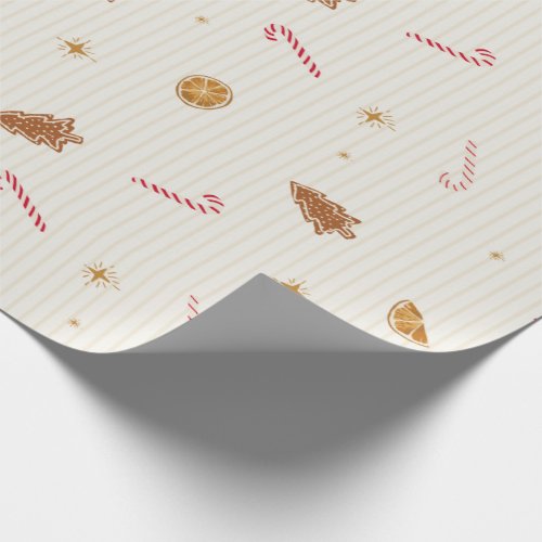Christmas Treats Gingerbread  Candy Canes Wrapping Paper