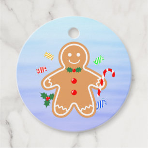 Christmas Treats Gingerbread Man Candy Cane Favor Tags