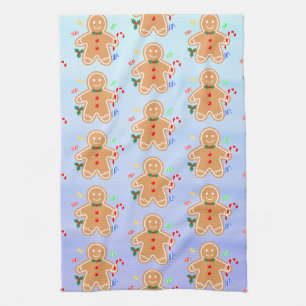 Christmas Treats Gingerbread Man Candy Cane Kitchen Towel