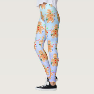 Christmas Treats Gingerbread Man Candy Cane Leggings