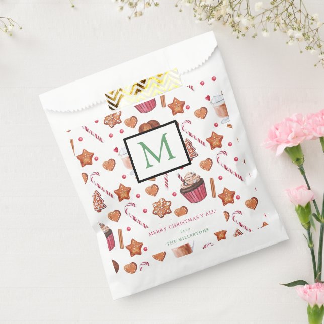 Christmas Treats Merry Christmas Monogram Favor Bag (Sealed)