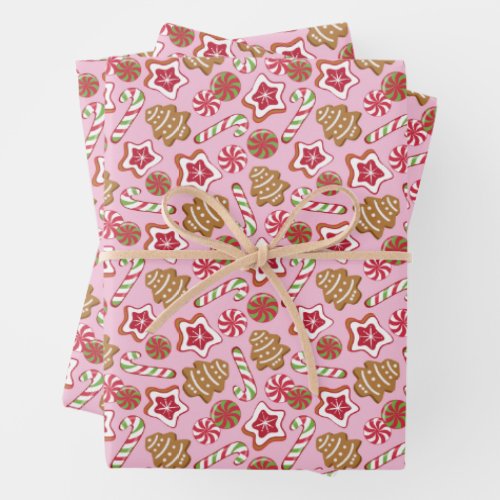 Christmas treats _ pink wrapping paper sheets