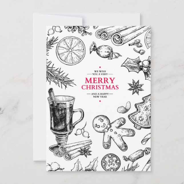 Christmas treats vintage drawing. Xmas holiday Card (Front)