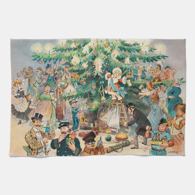 Christmas Tree (1902) Kitchen Towel (Horizontal)
