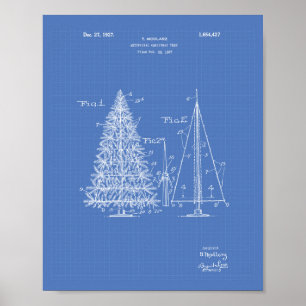 Christmas Tree 1927 Patent Art Blueprint Poster