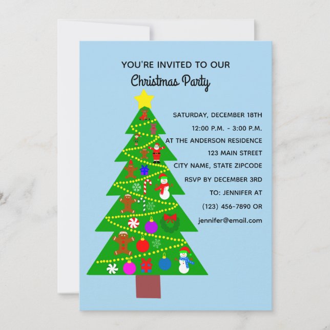 Christmas Tree #1-2 Invitation Card (Front)