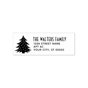 Christmas Tree #1 Family Name Return Address Self-inking Stamp