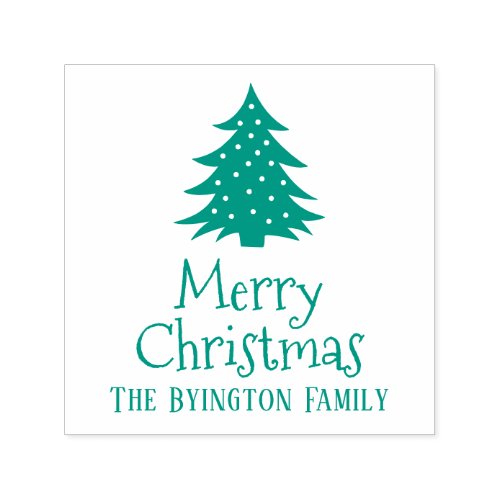Christmas Tree 1 Holiday Greeting Family Name Self_inking Stamp