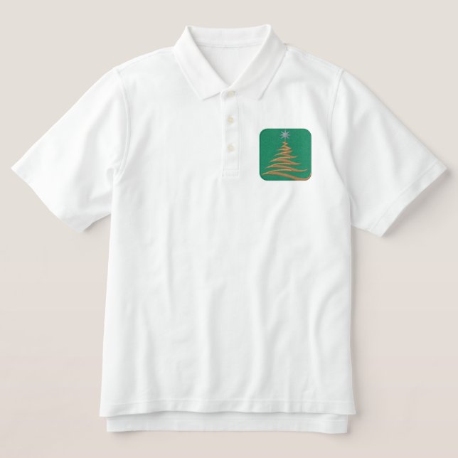 CHRISTMAS TREE 2 EMBROIDERED POLO SHIRT (Design Front)