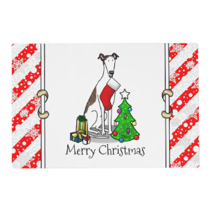 Christmas Tree 2 Greyhound (brindle white) Dog Fun Placemat
